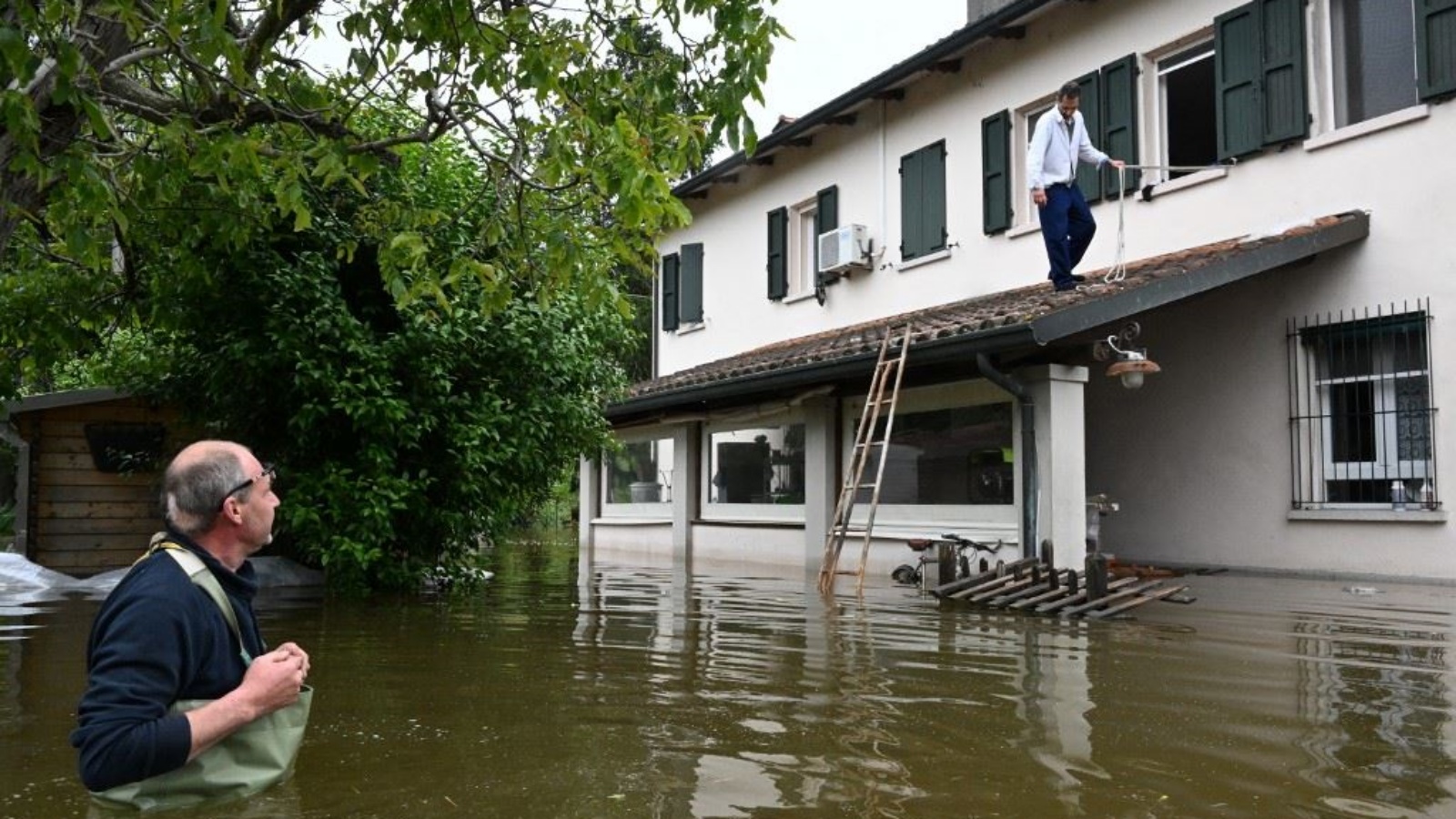 مياه غمرت منازل في قرية جيبولو قرب رافينا من جراء الفيضانات 20 مايو 2023