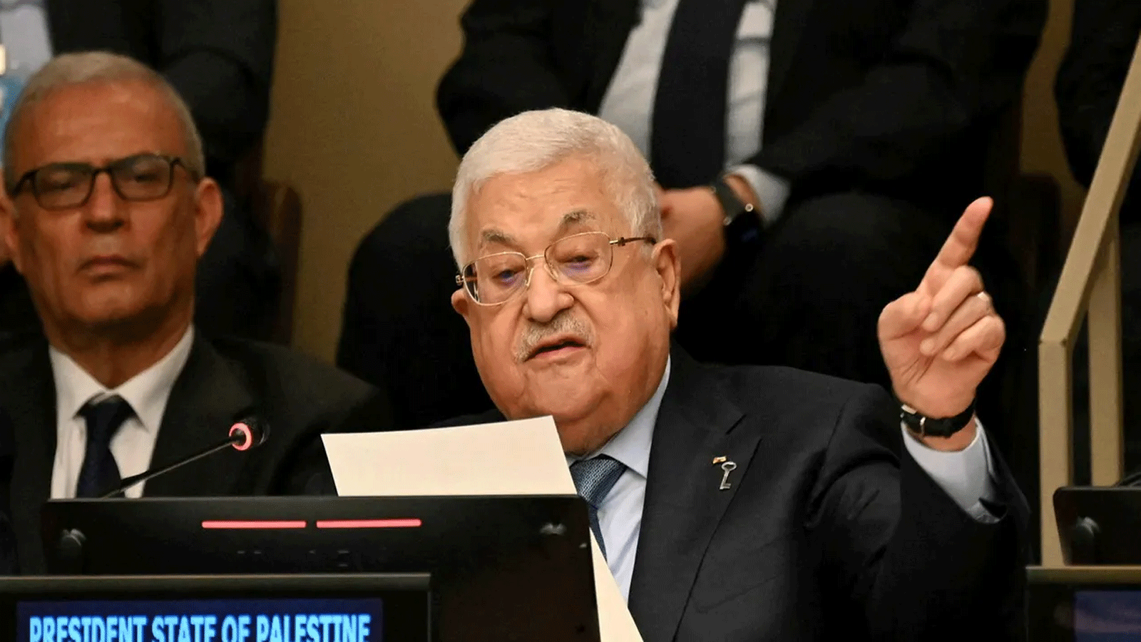 رئيس السلطة الفلسطينية محمود عباس يتحدث خلال حدث رفيع المستوى لإحياء الذكرى 75 للنكبة في مقر الأمم المتحدة\ نيويورك 14 مايو\ أيار 2023