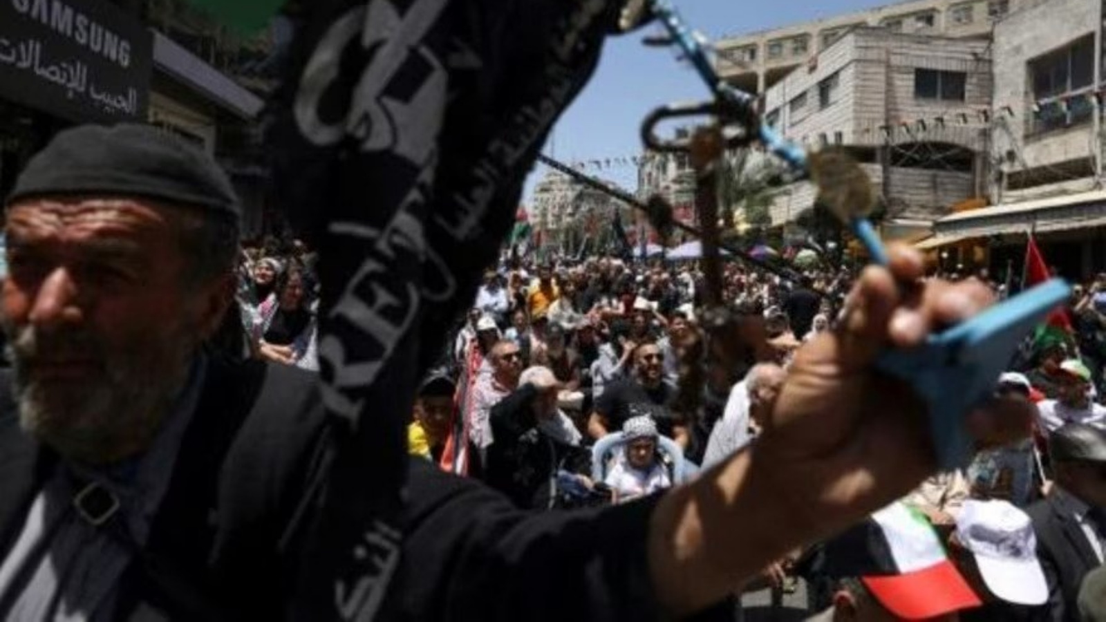  من تظاهرة الفلسطينيين في ذكرى النكبة في مدينة رام الله بالضفة الغربية المحتلة في 15 مايو 2023 