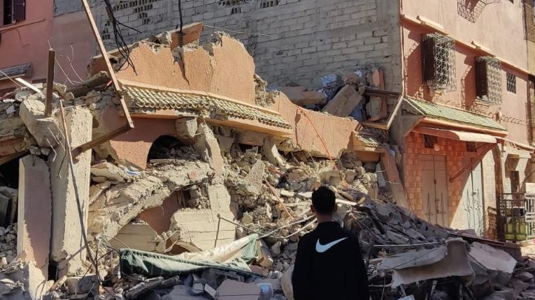 مشهد من زلزال اقليم الحوز في المغرب