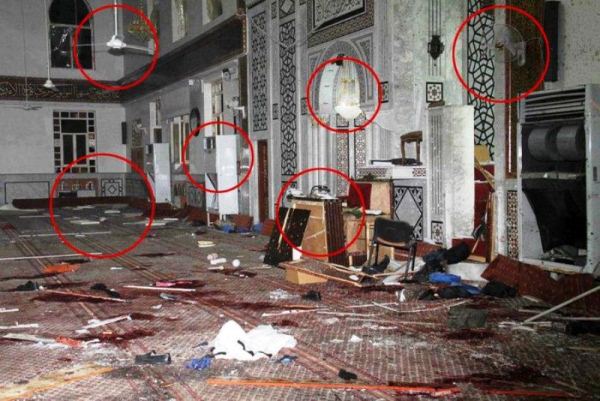 صورة اعتمد عليها الناشطون للتشكيك في حقيقة انفجار مسجد الإيمان