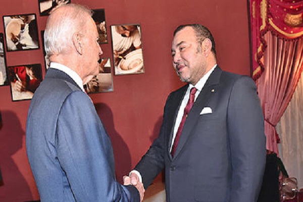 الملك محمد السادس مستقبلا جو بايدن (وكالة المغرب العربي للأنباء)