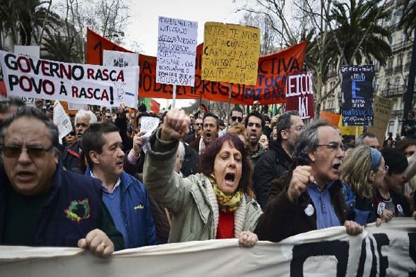 تظاهرات منددة بإجراءات التقشف الصارمة في البرتغال - أرشيف أ ف ب