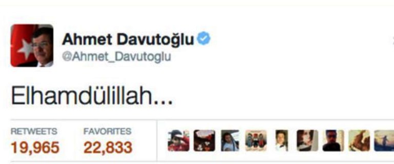 داود أوغلو مغرداً: الحمد لله 