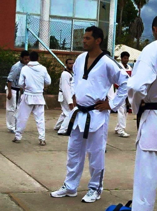 مصطفى العمراني أثناء التدريب