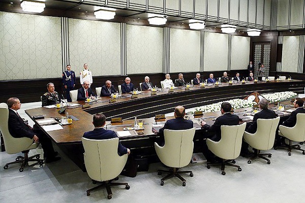 جانب من اجتماع مجلس الأمن القومي برئاسة اردوغان (الأناضول)