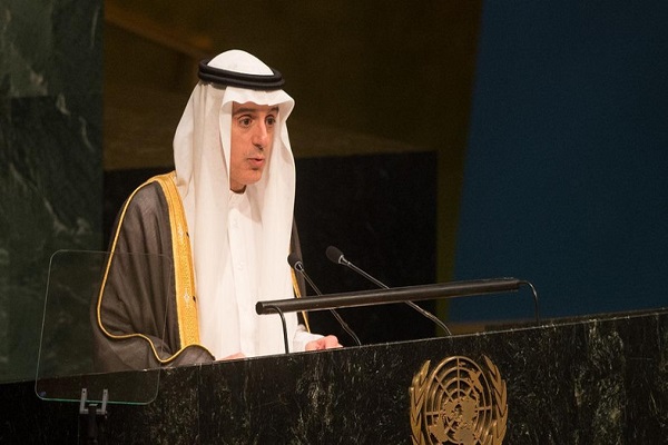 عادل الجبير وزير الخارجية السعودي على منصة الامم المتحدة