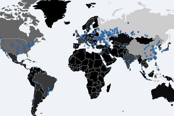 خريطة تبين الدول التي تم اختراق انظمتها الالكترونية 