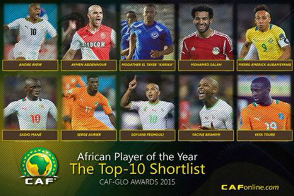 لائحة الاتحاد الافريقي المكونة من 10 لاعبين لجائزة أفضل لاعب في القارة