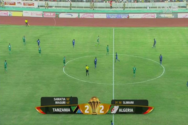 نهاية مباراة تنزانيا والجزائر بالتعادل الإيجابي 2/2