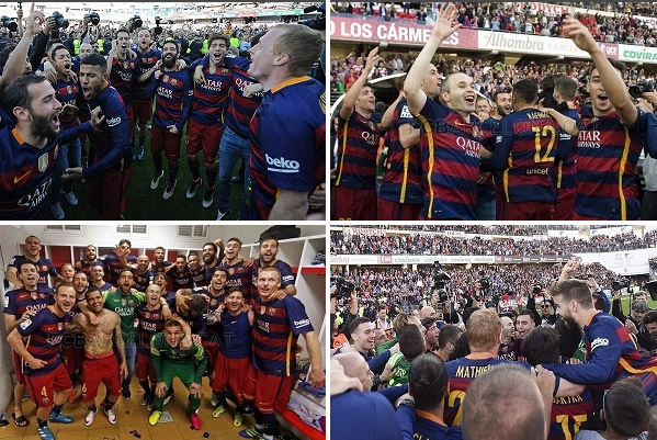 احتفالات برشلونة بلقب الدوري الإسباني في صور