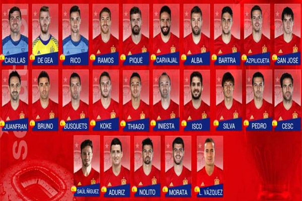 تشكيلة أولية لمنتخب إسبانيا ليورو 2016