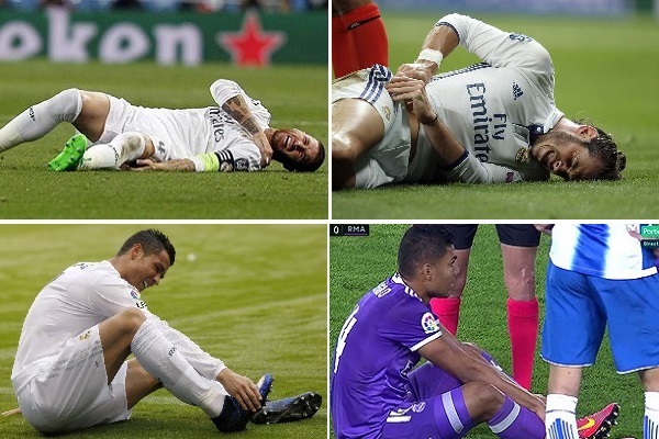 نجوم ريال مدريد تعرضوا لإصابات متفاوتة الخطورة جعلتهم يغيبون عن مباريات هذا الموسم