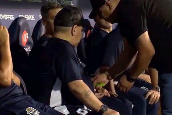 حقيقة فيديو تعاطي مارادونا للمخدرات على دكة بدلاء فريقه