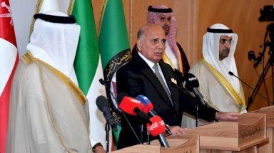 وزير الخارجية العراقي فؤاد حسين في الاجتماع المشترك لمجلس التعاون الخليجي في الرياض الخميس 16 أيلول سبتمبر 2021 (اعلام الخارجية)