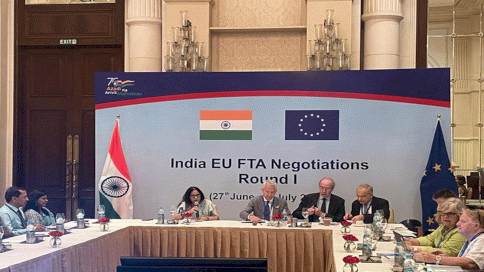 لقطة من الجولة الأولى للمفاوضات التجارية بين الهند والاتحاد الأوروبي في نيودلهي